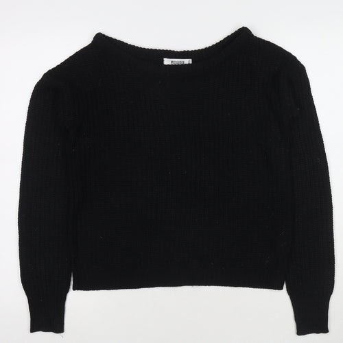 Missguided Womens Black Round Neck Acrylic Pullover Jumper Size 6