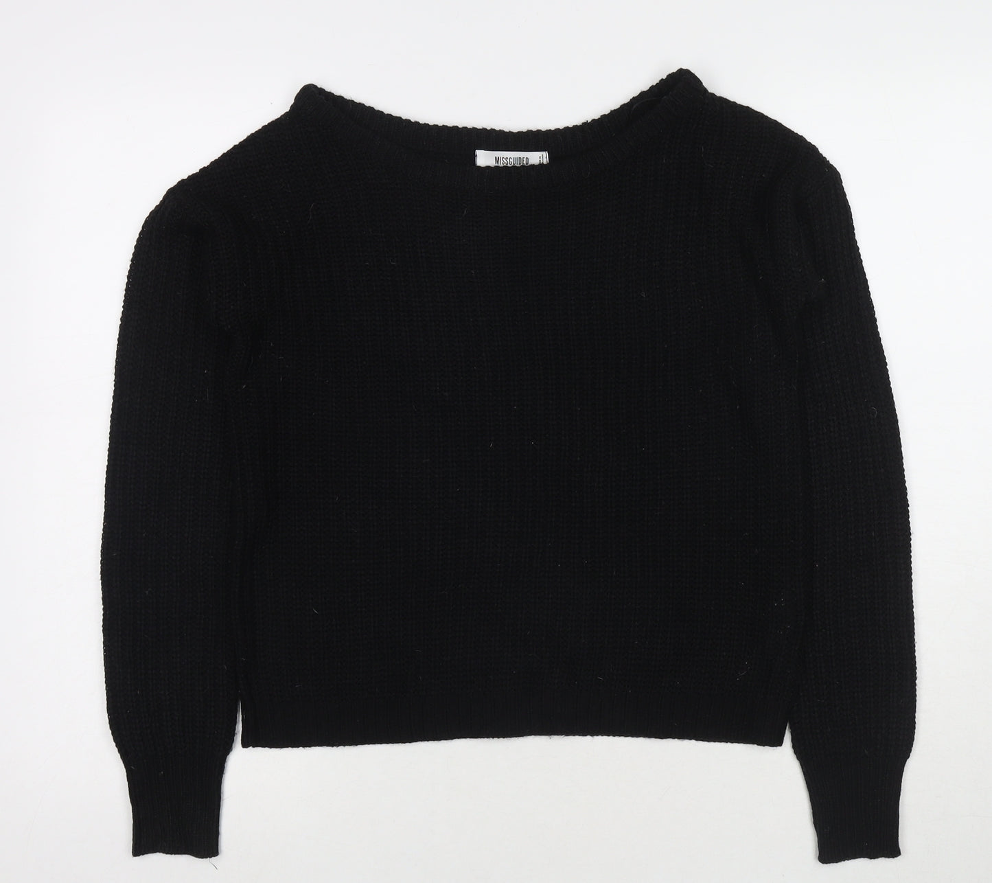 Missguided Womens Black Round Neck Acrylic Pullover Jumper Size 6