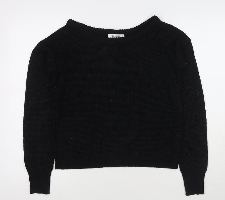 Missguided Womens Black Round Neck Acrylic Pullover Jumper Size 6