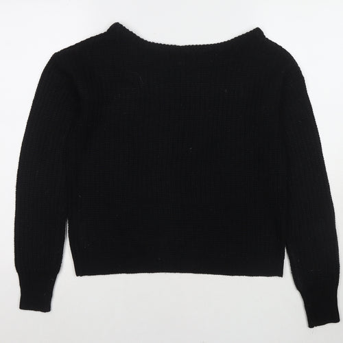 Missguided Womens Black Round Neck Acrylic Pullover Jumper Size 6