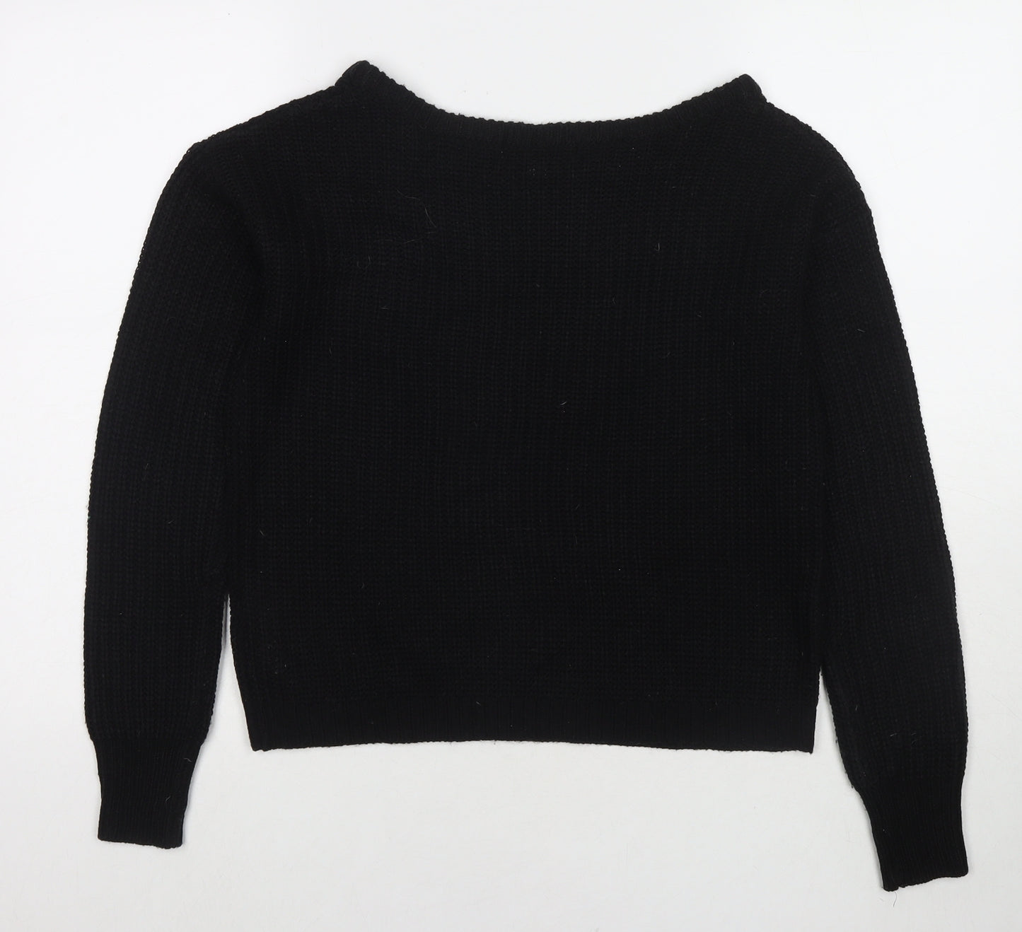 Missguided Womens Black Round Neck Acrylic Pullover Jumper Size 6