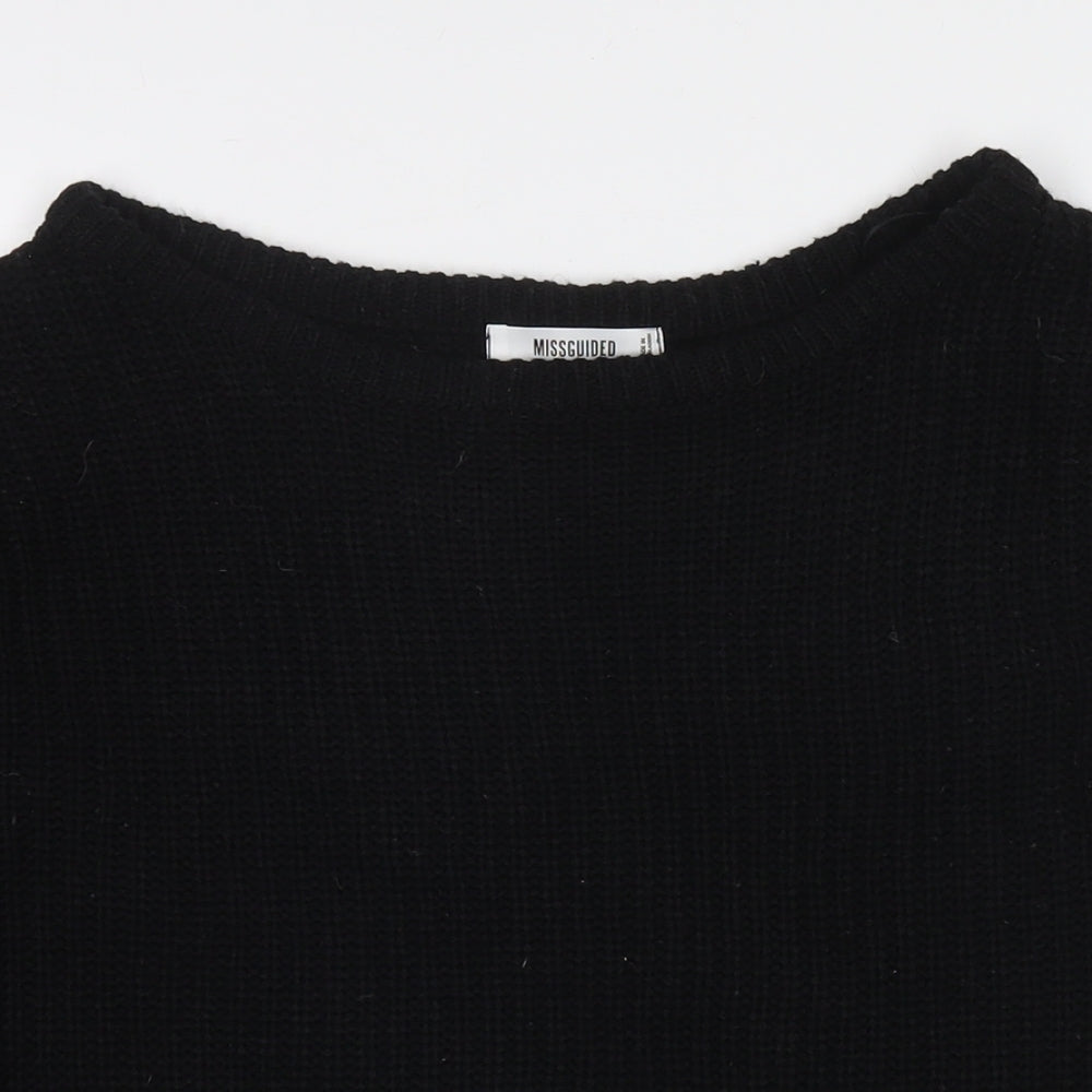 Missguided Womens Black Round Neck Acrylic Pullover Jumper Size 6