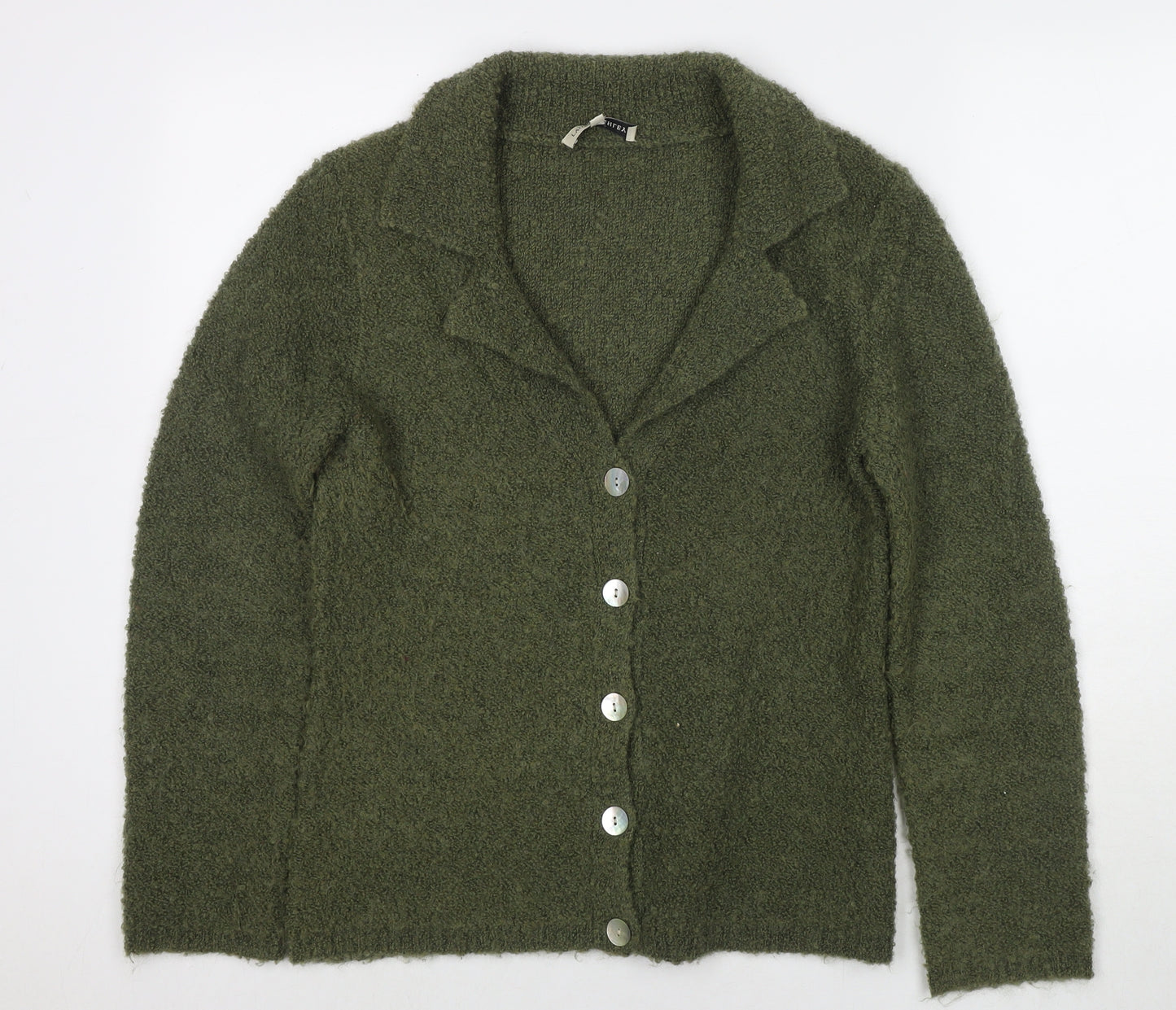 Laura Ashley Womens Green Collared Mohair Cardigan Jumper Size L