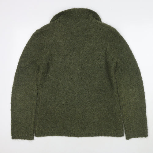 Laura Ashley Womens Green Collared Mohair Cardigan Jumper Size L