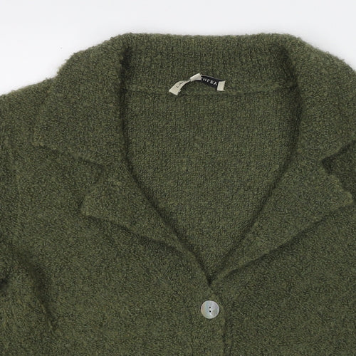 Laura Ashley Womens Green Collared Mohair Cardigan Jumper Size L
