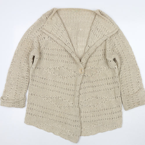 Marks and Spencer Womens Beige V-Neck Acrylic Cardigan Jumper Size 20