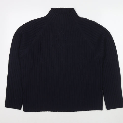 Lakeland Womens Blue Mock Neck Acrylic Pullover Jumper Size 14