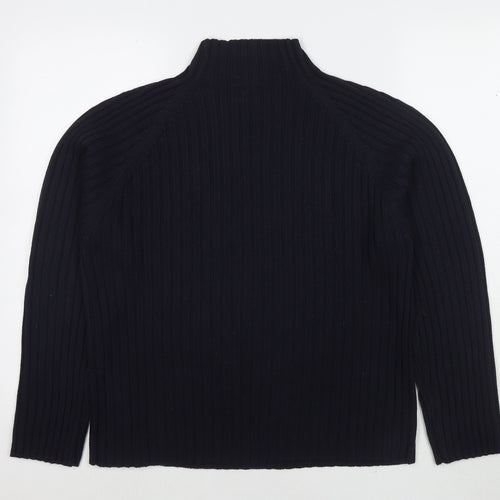 Lakeland Womens Blue Mock Neck Acrylic Pullover Jumper Size 14