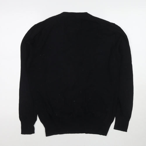 Superdry Mens Black Round Neck Cotton Pullover Jumper Size L Long Sleeve