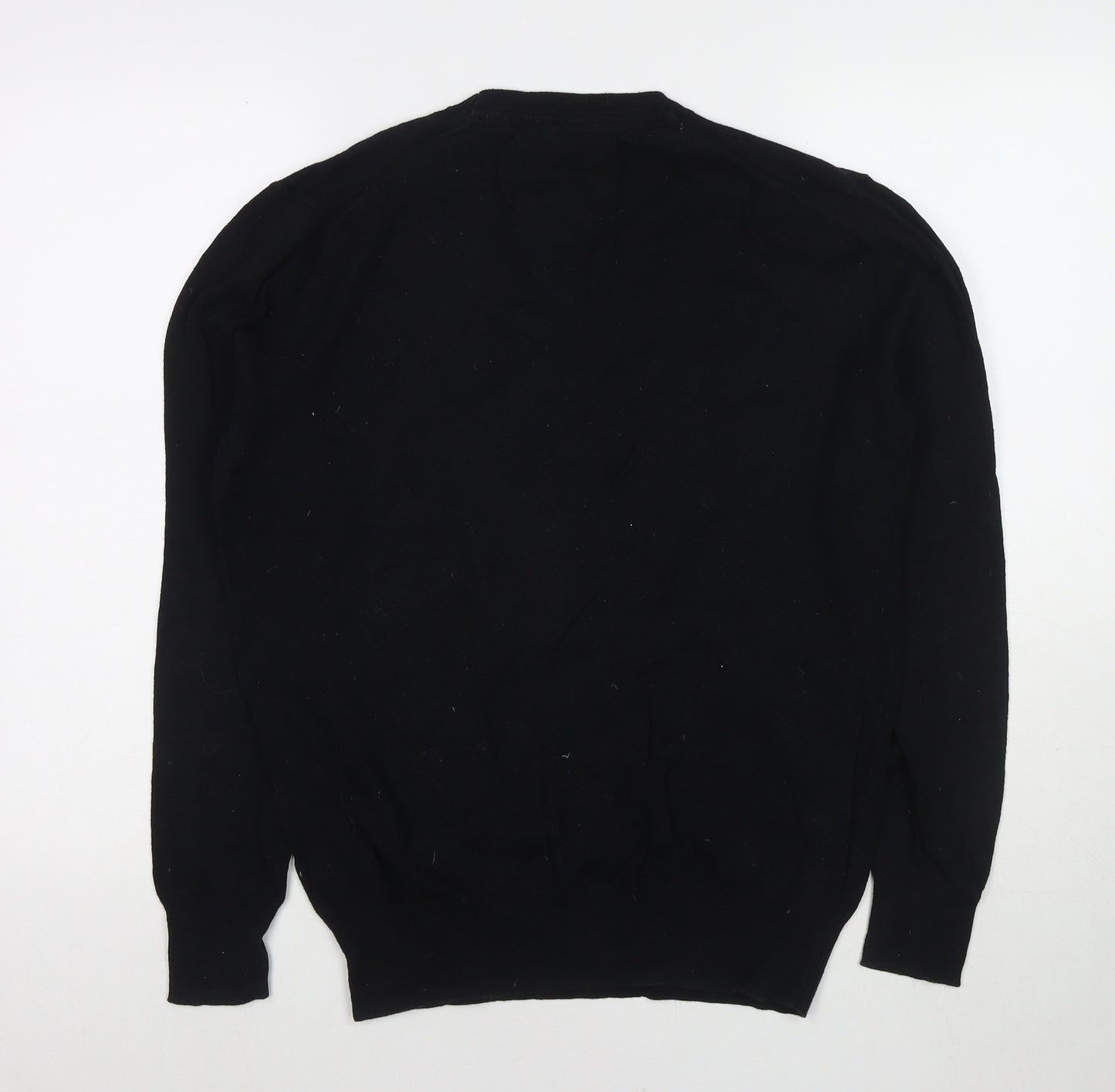 Superdry Mens Black Round Neck Cotton Pullover Jumper Size L Long Sleeve
