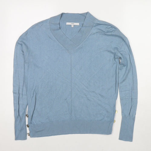 NEXT Womens Blue Round Neck Viscose Pullover Jumper Size XS