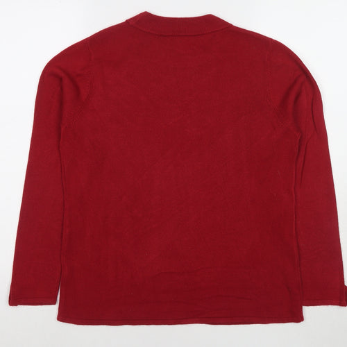Bonmarché Womens Red Round Neck Acrylic Pullover Jumper Size 14