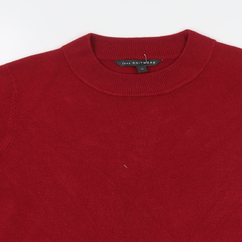 Bonmarché Womens Red Round Neck Acrylic Pullover Jumper Size 14