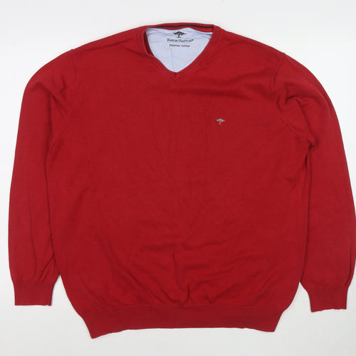 Fynch-Hatton Womens Red Round Neck Cotton Pullover Jumper Size XL