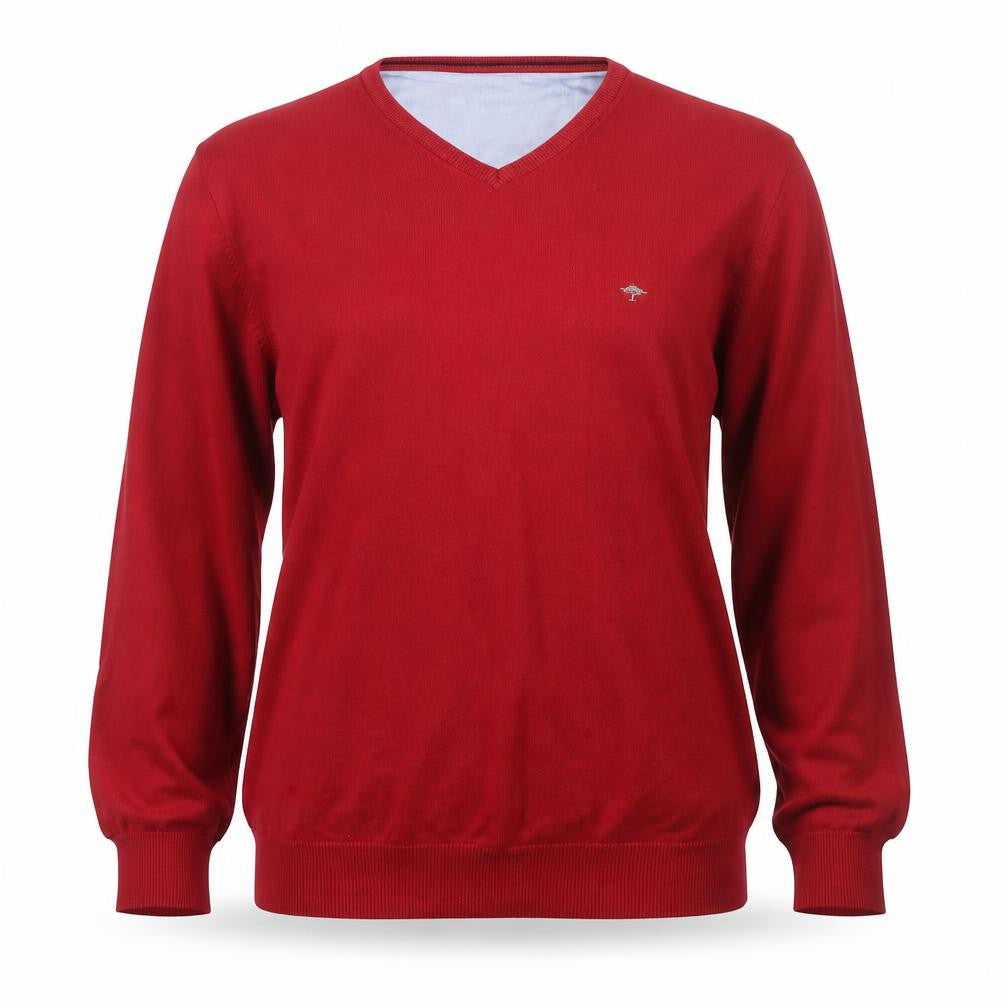 Front view of Fynch-Hatton women’s red round neck cotton jumper, size XL