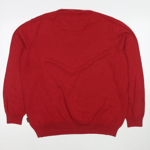 Fynch-Hatton Womens Red Round Neck Cotton Pullover Jumper Size XL