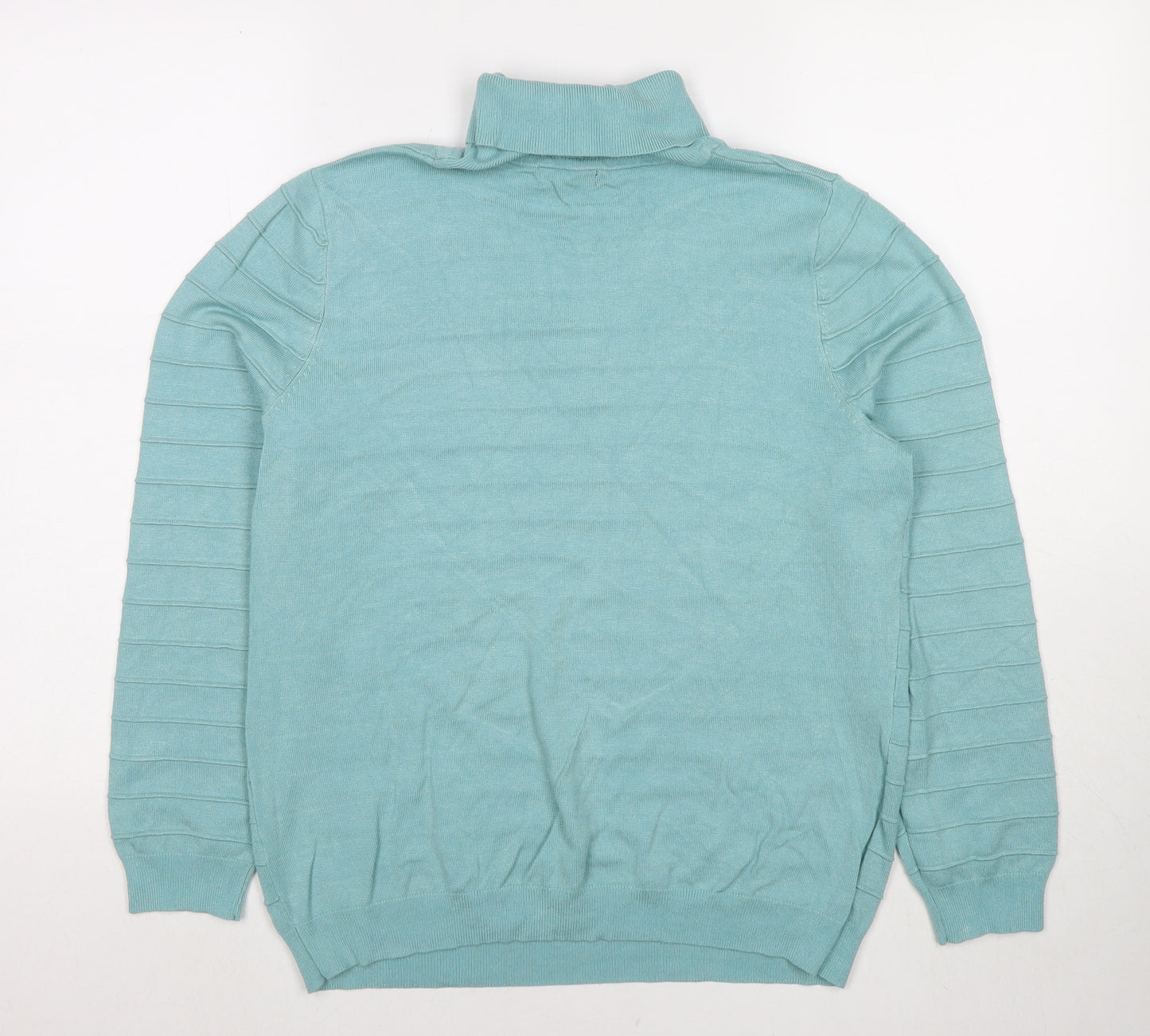Bonmarché Womens Blue Round Neck Viscose Pullover Jumper Size M