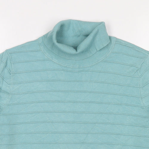 Bonmarché Womens Blue Round Neck Viscose Pullover Jumper Size M