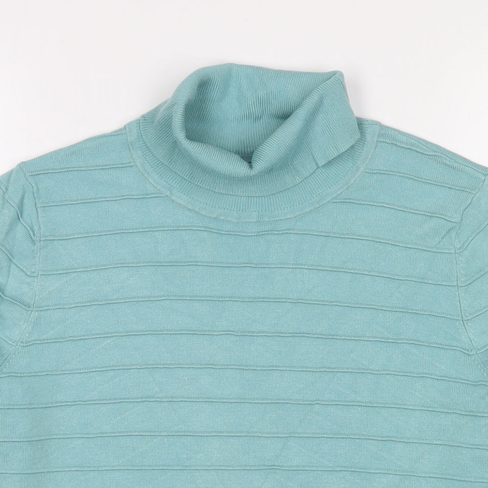 Bonmarché Womens Blue Round Neck Viscose Pullover Jumper Size M
