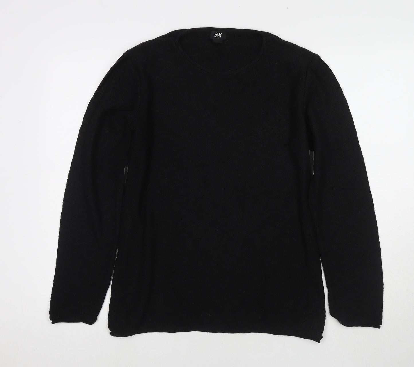 H&M Womens Black Round Neck Cotton Pullover Jumper Size M