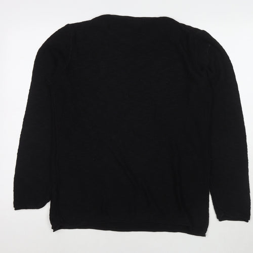 H&M Womens Black Round Neck Cotton Pullover Jumper Size M