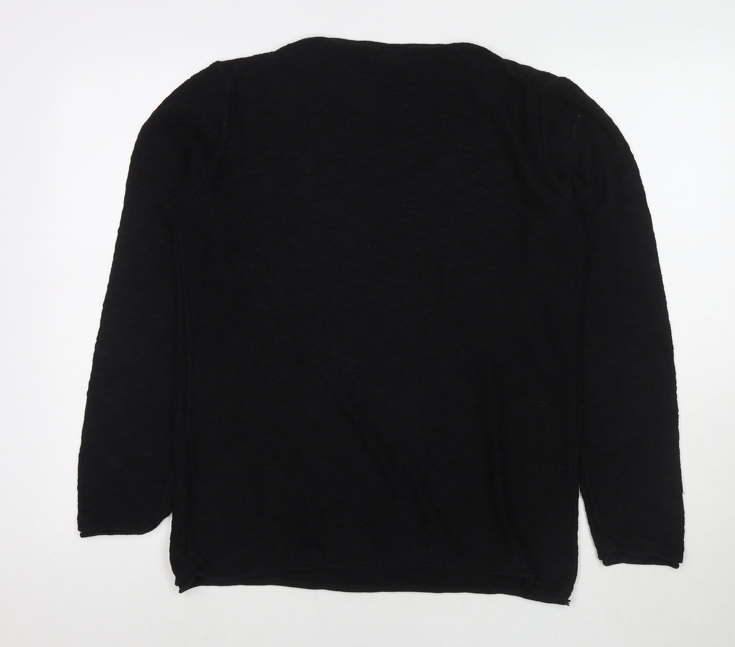 H&M Womens Black Round Neck Cotton Pullover Jumper Size M