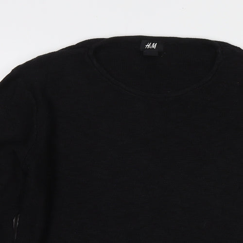 H&M Womens Black Round Neck Cotton Pullover Jumper Size M