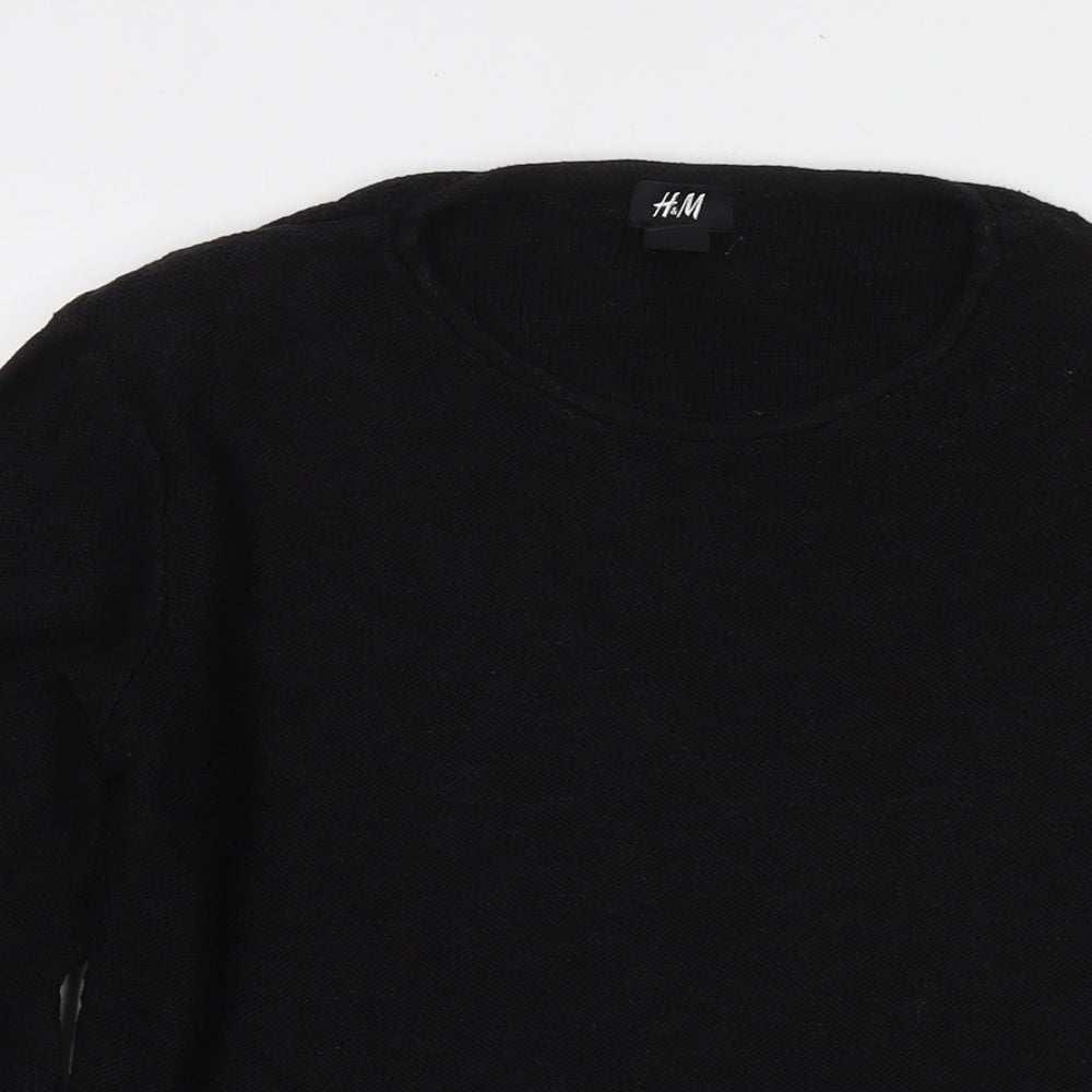 H&M Womens Black Round Neck Cotton Pullover Jumper Size M