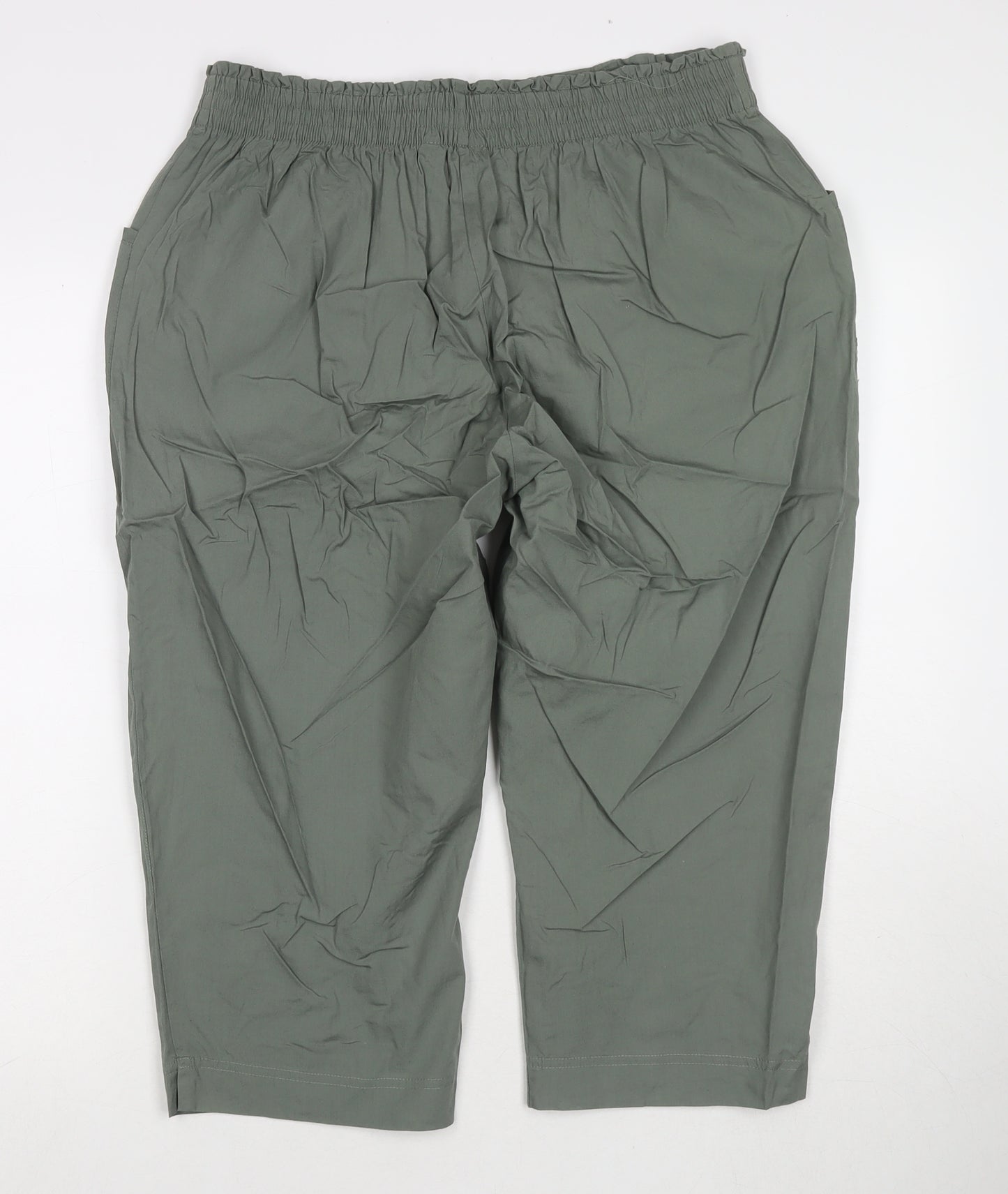 Bonmarché Womens Green Cotton Capri Trousers Size 18 L20 in Regular