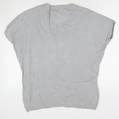 Frank Usher Womens Grey Viscose Tunic T-Shirt Size S Round Neck - Sequin Detail Flower Size S/M
