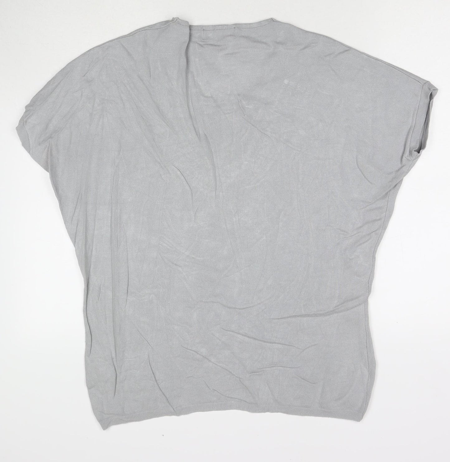 Frank Usher Womens Grey Viscose Tunic T-Shirt Size S Round Neck - Sequin Detail Flower Size S/M