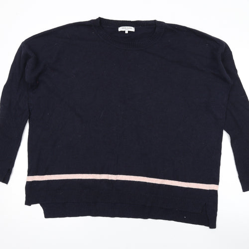 Great Plains Womens Blue Round Neck Cotton Pullover Jumper Size M