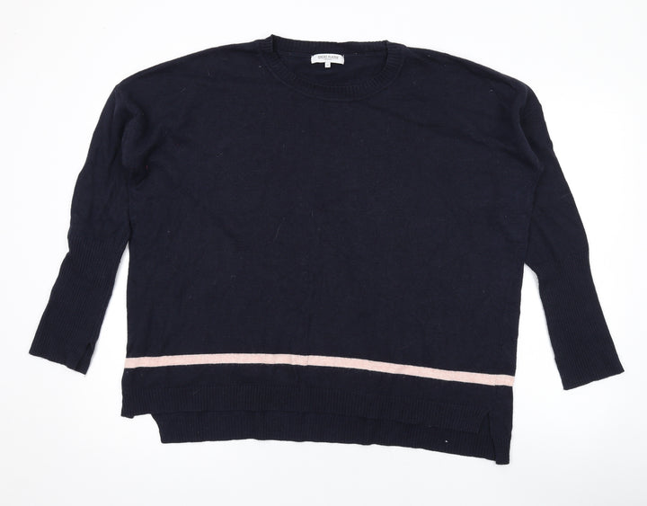 Great Plains Womens Blue Round Neck Cotton Pullover Jumper Size M