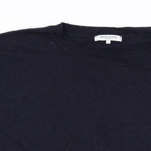 Great Plains Womens Blue Round Neck Cotton Pullover Jumper Size M