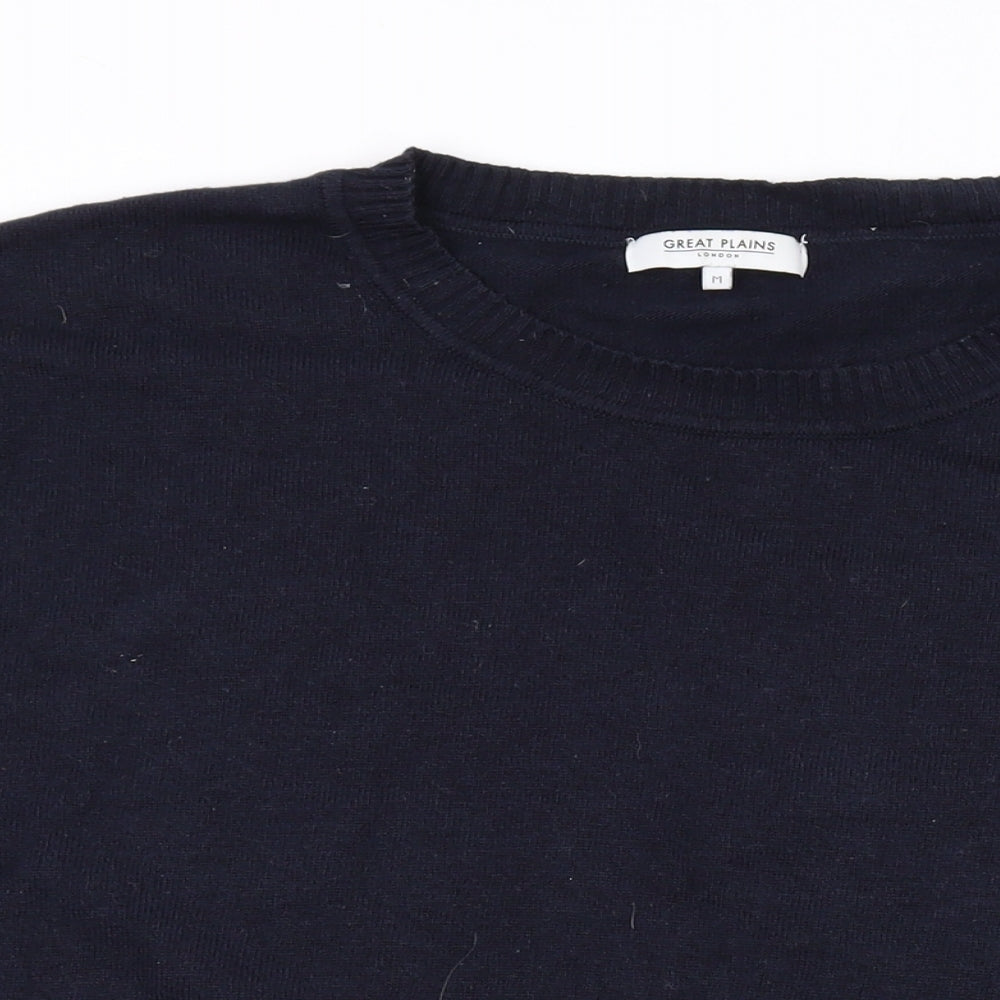 Great Plains Womens Blue Round Neck Cotton Pullover Jumper Size M