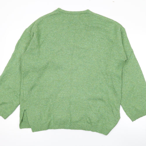 Marks and Spencer Womens Green V-Neck Acrylic Pullover Jumper Size M