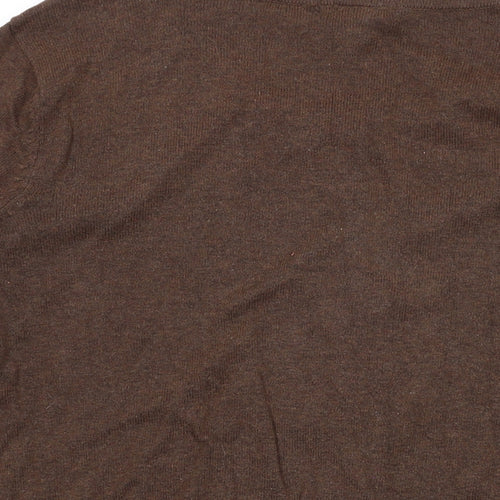 H&M Womens Brown Round Neck Cotton Cardigan Jumper Size S