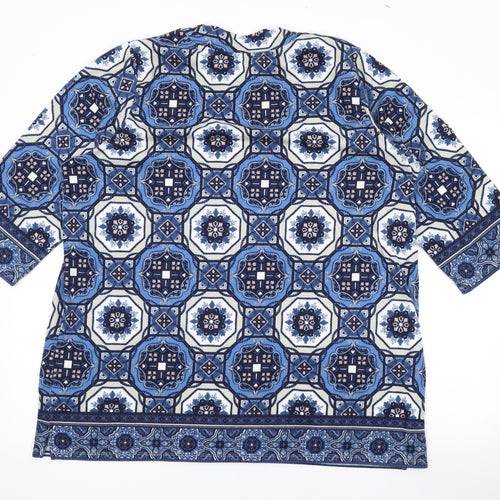 Marks and Spencer Womens Blue Round Neck Geometric Polyester Pullover Jumper Size 12