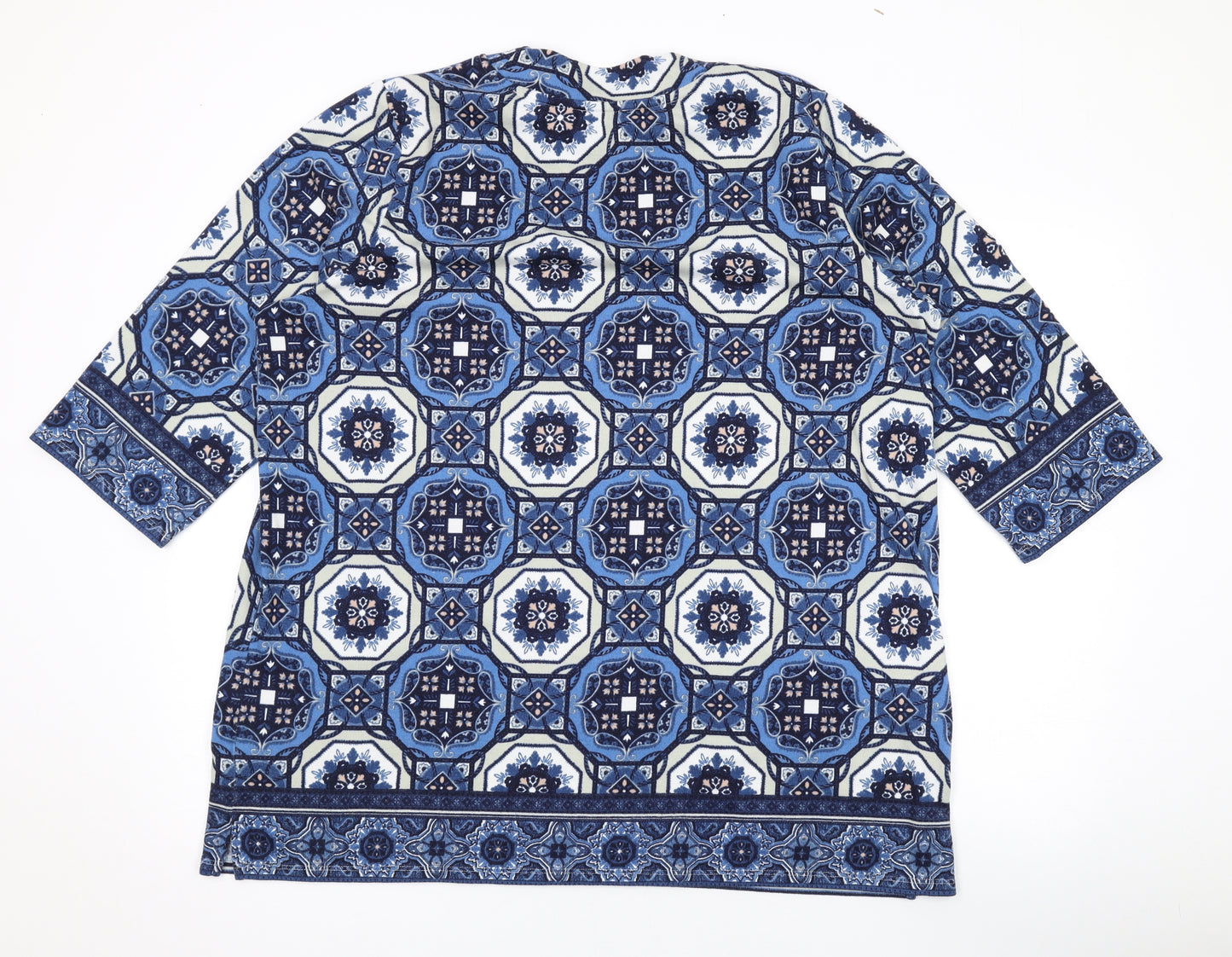 Marks and Spencer Womens Blue Round Neck Geometric Polyester Pullover Jumper Size 12