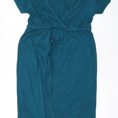 H&M Womens Green Viscose A-Line Size 10 V-Neck