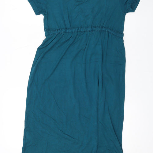 H&M Womens Green Viscose A-Line Size 10 V-Neck
