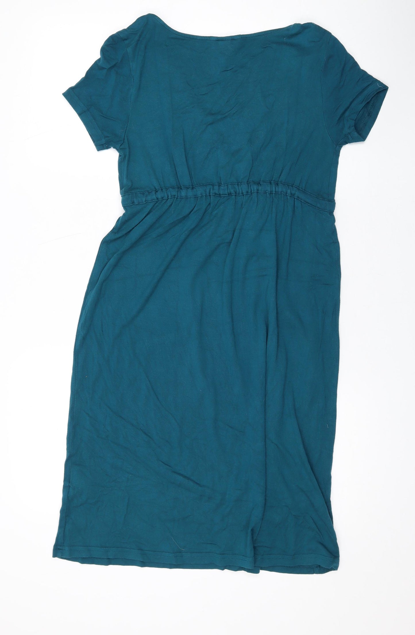H&M Womens Green Viscose A-Line Size 10 V-Neck