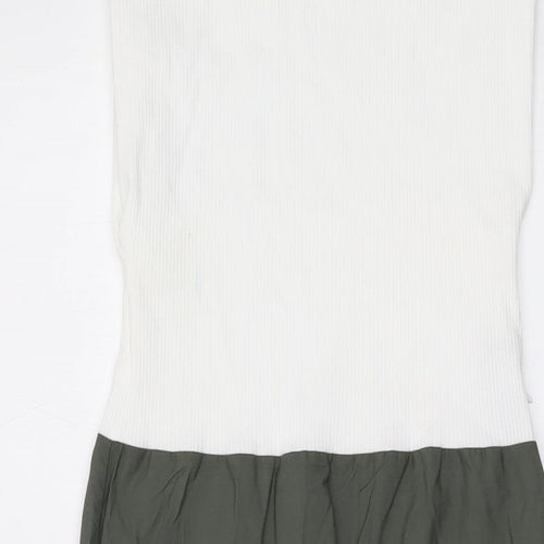 Zara Womens Green Cotton A-Line Size S Round Neck Pullover