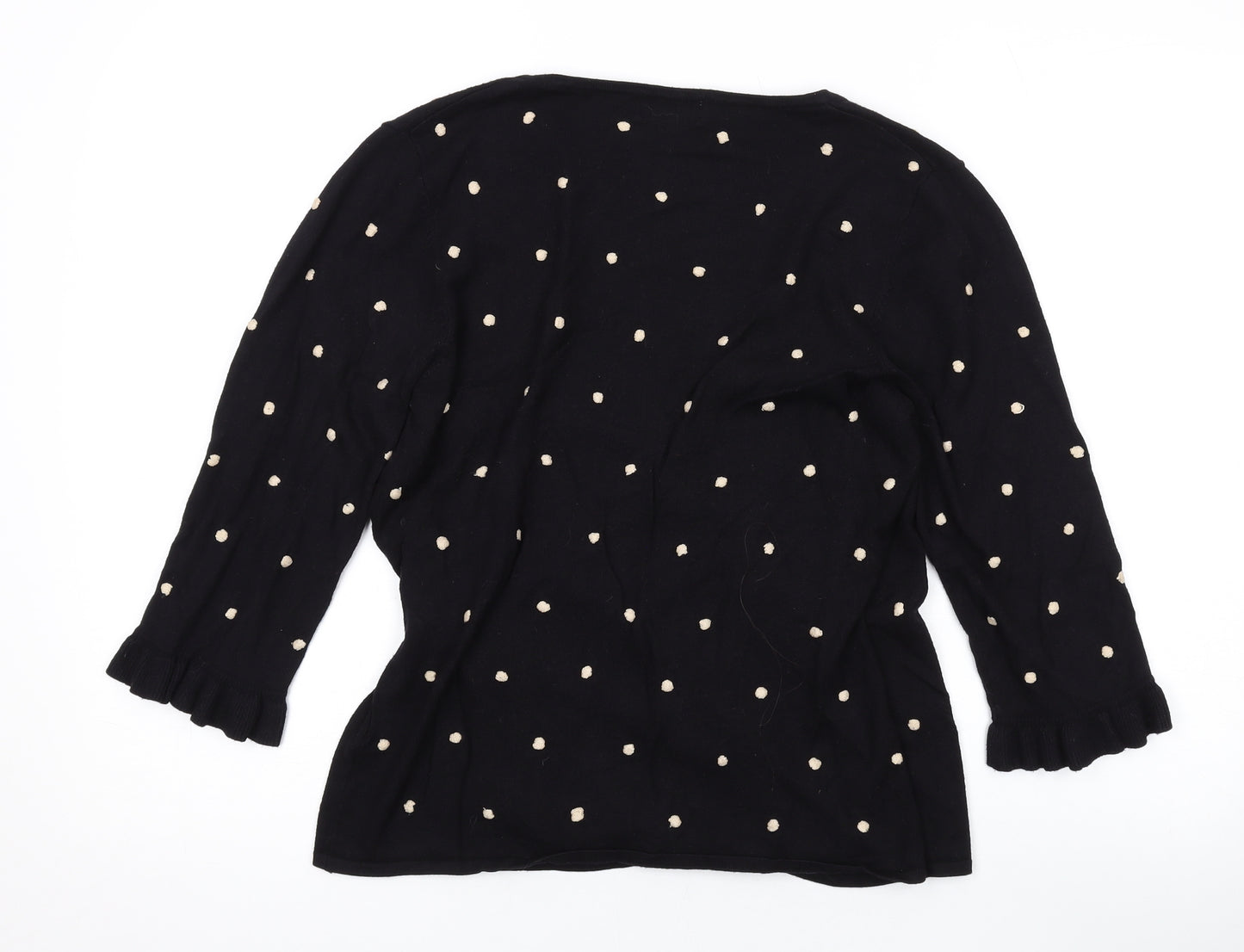 Kaliko Womens Black V-Neck Polka Dot Viscose Wrap Jumper Size 12