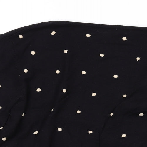 Kaliko Womens Black V-Neck Polka Dot Viscose Wrap Jumper Size 12
