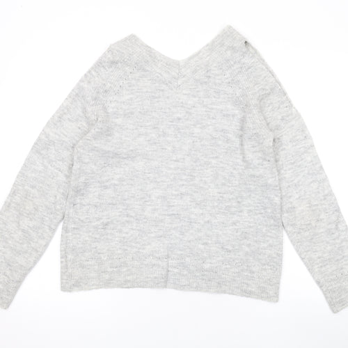 Dorothy Perkins Womens Grey V-Neck Acrylic Pullover Jumper Size 12 - Cold Shoulder