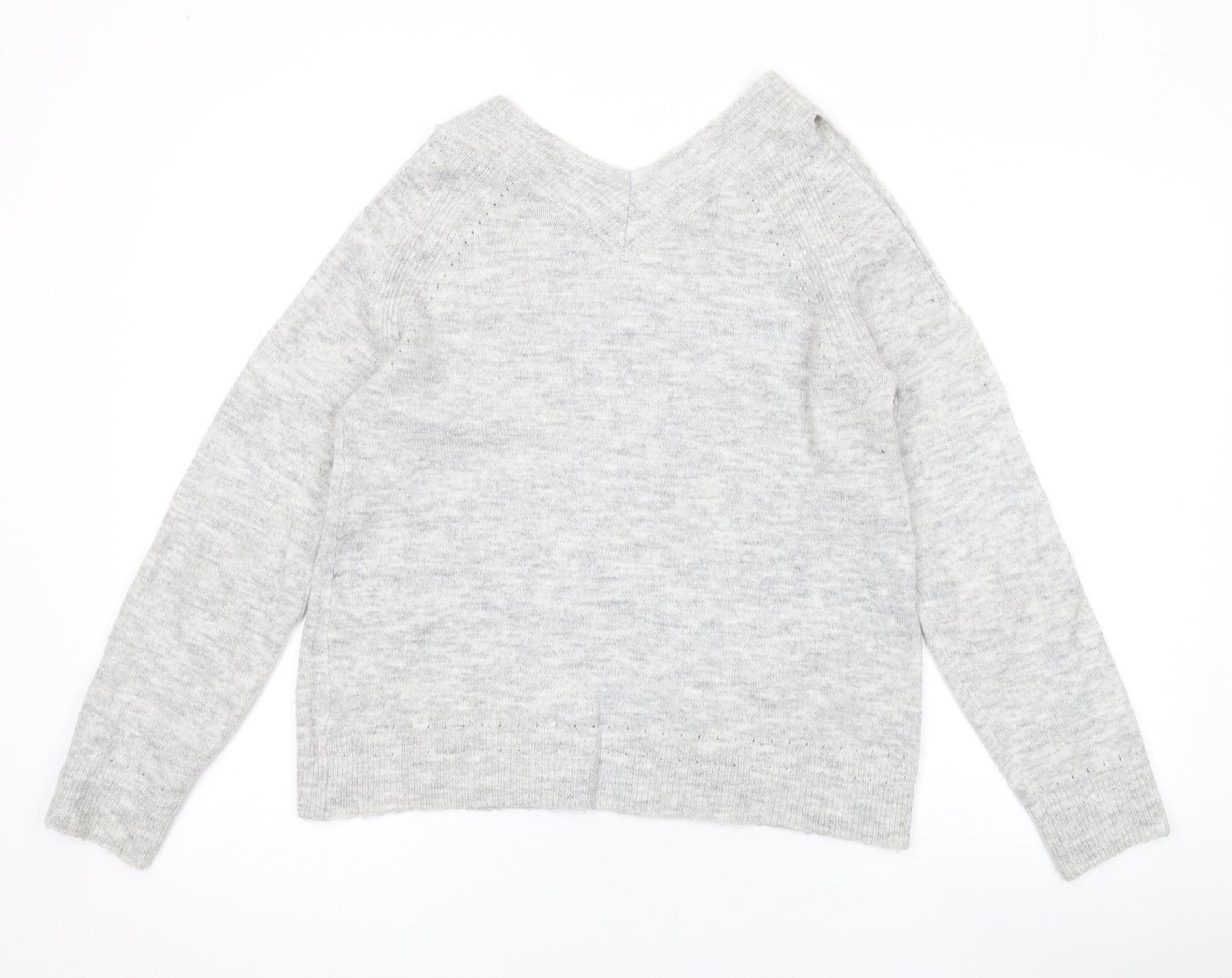 Dorothy Perkins Womens Grey V-Neck Acrylic Pullover Jumper Size 12 - Cold Shoulder