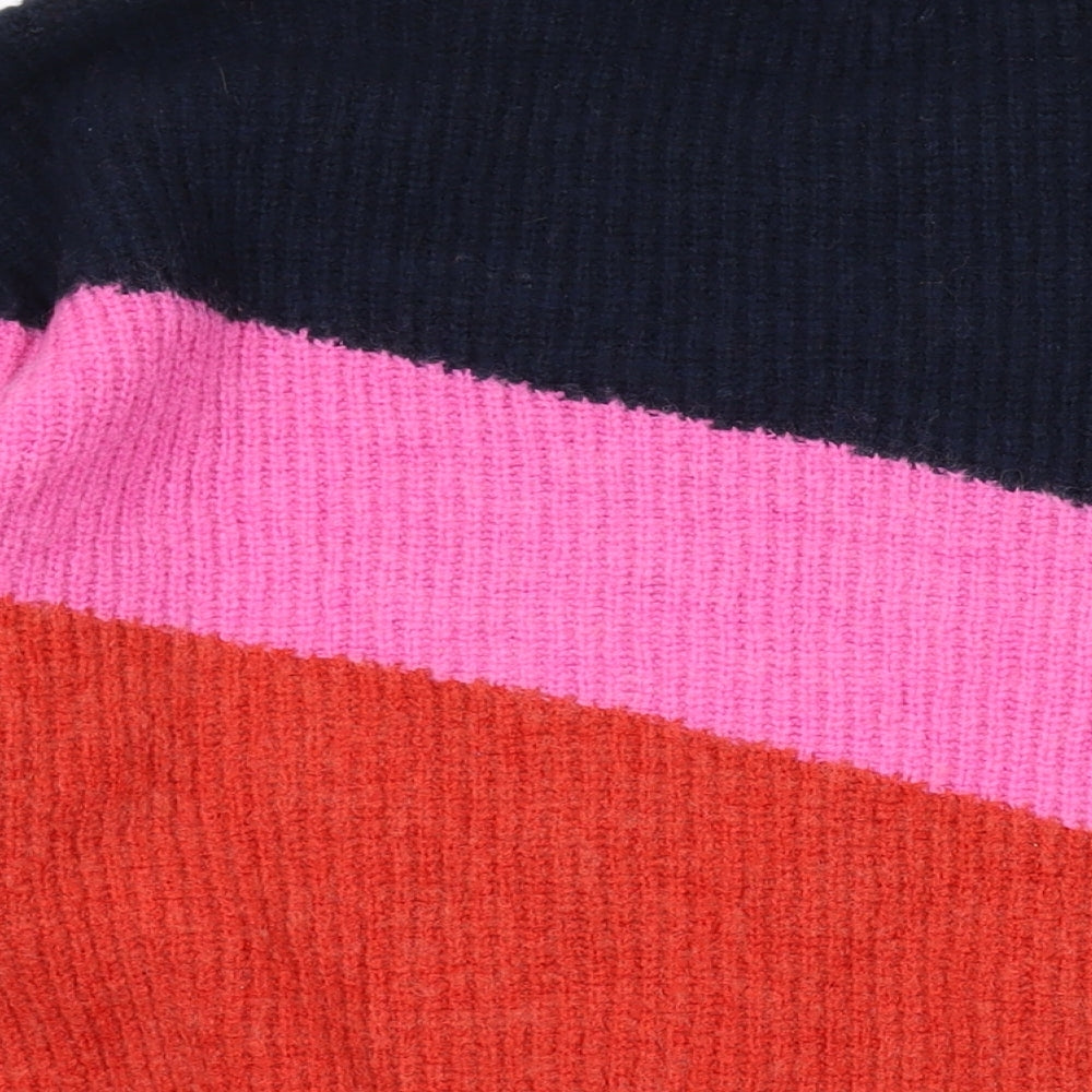 Numph Womens Pink Round Neck Geometric Wool Pullover Jumper Size M