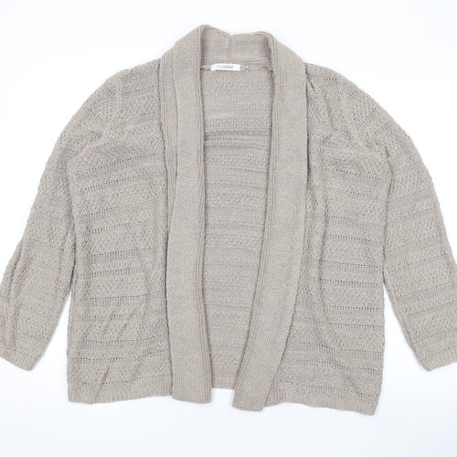 Marks and Spencer Womens Beige V-Neck Acrylic Cardigan Jumper Size 16