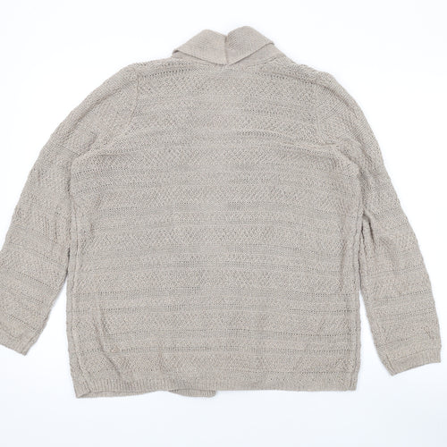 Marks and Spencer Womens Beige V-Neck Acrylic Cardigan Jumper Size 16